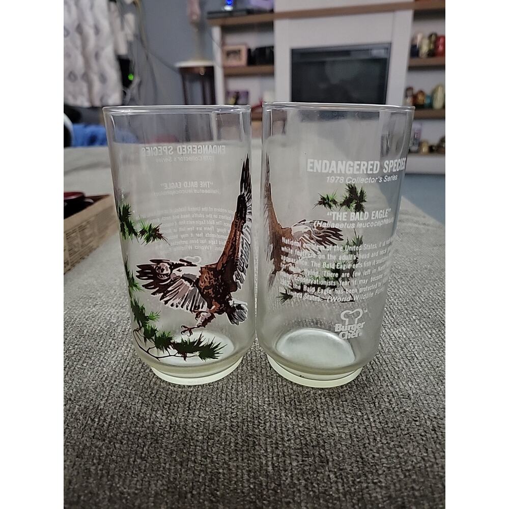 1978 Burger Chef Collector's Series Endangered Species Glass Bald Eagle Set 2